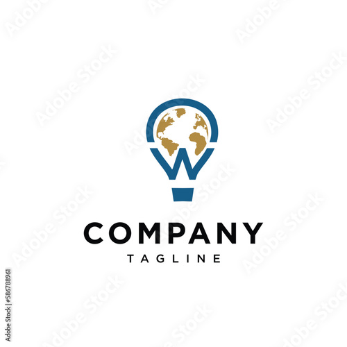 Letter W world baloon air vector logo icon template