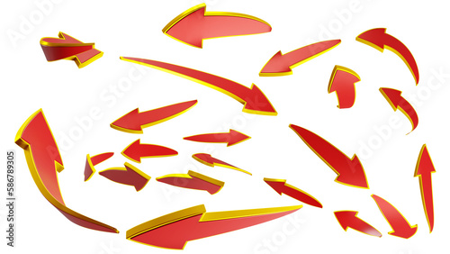 Red Arrows with Yellow borders for design of the Thumbnails / templates /  Ads / Arts / Animations and Movies (ID: 586789305)