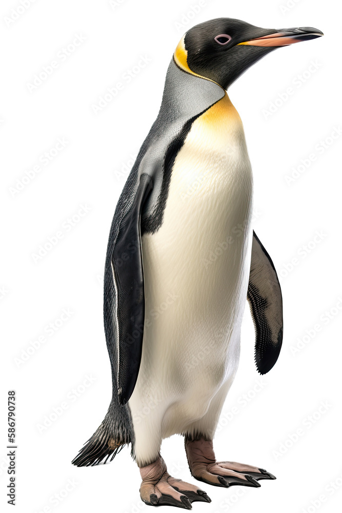 Naklejka premium a Penqin, Artic friends, in wildlife-themed, photorealistic illustrations on a transparent background cutout in PNG. Generative AI 