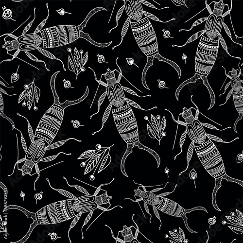 Vector seamless pattern with earwigs.