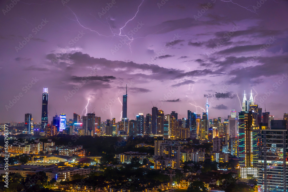 Stunning image of Kuala Lumpur, lit by dozens of lightning bolts during a severe thunderstorm Stunning image of Kuala Lumpur, lit by dozens of lightning bolts during a severe thunderstorm