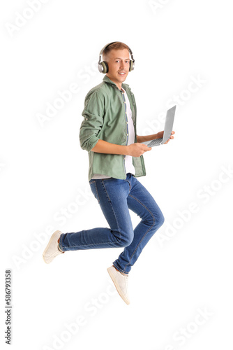 Young man with headphones a...