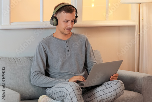 Young man with headphones a...