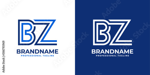 Letter BZ Line Monogram Logo, suitable for any business with BZ or ZB initials. photo