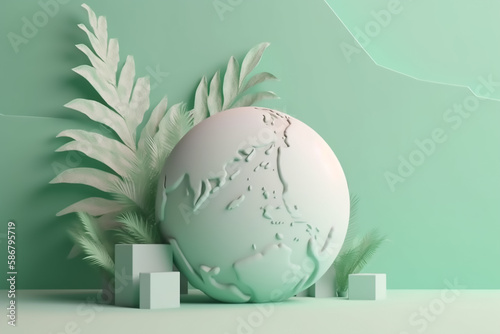 World Earth Day. 3d globe pastel background. Generative AI