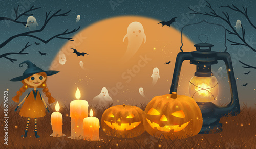Halloween illustration, Halloween poster painting