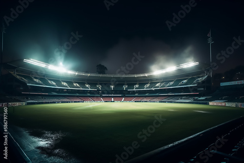 Beautiful aerial view of modern cricket stadium. Generative AI photo