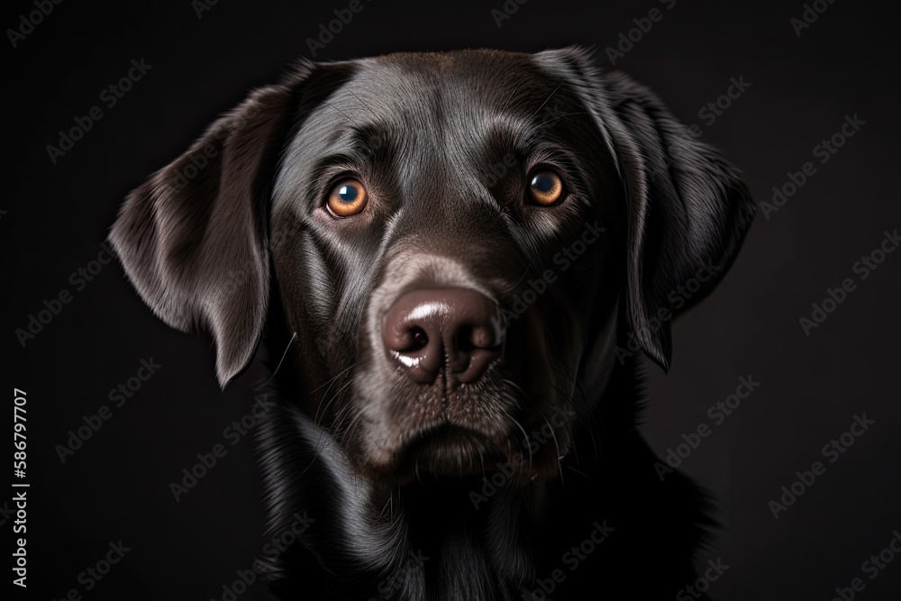A adorable black Labrador's headshot. Generative AI