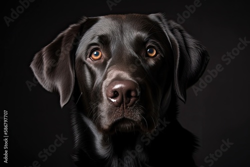 A adorable black Labrador's headshot. Generative AI © AkuAku