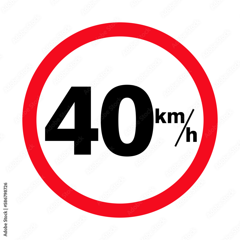 Isolated Road Maximum Speed limit sign 40 km per h sign icon on white background vector illustration Isolated Road Maximum Speed limit sign 40 km per h sign icon on white background vector illustration
