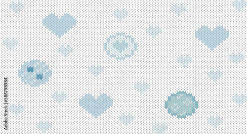 Blue knitted seamless pattern. Cute pattern  for baby wear  Knitting design. Vector illustration.