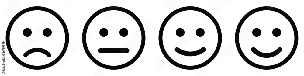 Emoji rating icon concept. Feedback or rating scale with smiley icon set. Emoji rating icon concept. Feedback or rating scale with smiley icon set.