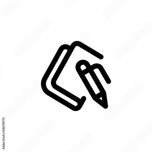 note book pen outline style icon and illustration - vector