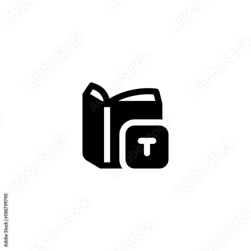 Text Book open e-book glyph solid style icon and illustration - vector
