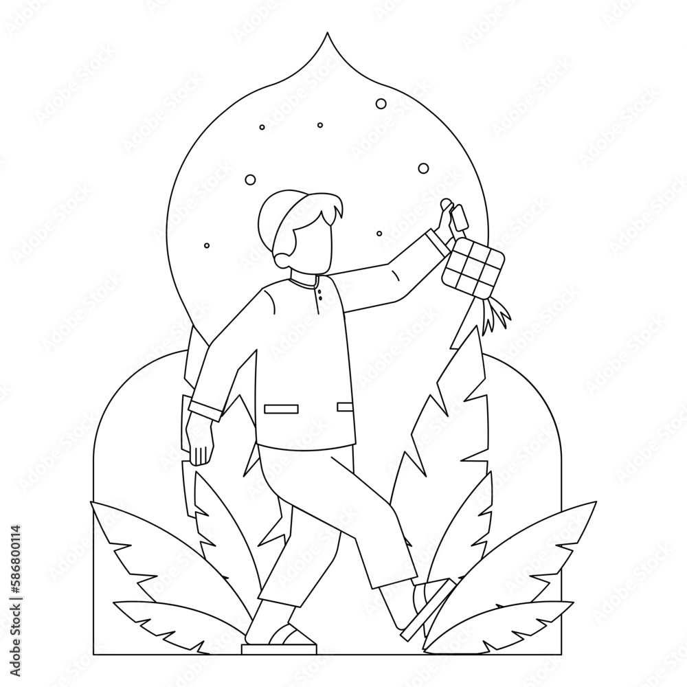 Iftar Food Eid Al-Fitr 2D Outline Illustrations Iftar Food Eid Al-Fitr 2D Outline Illustrations