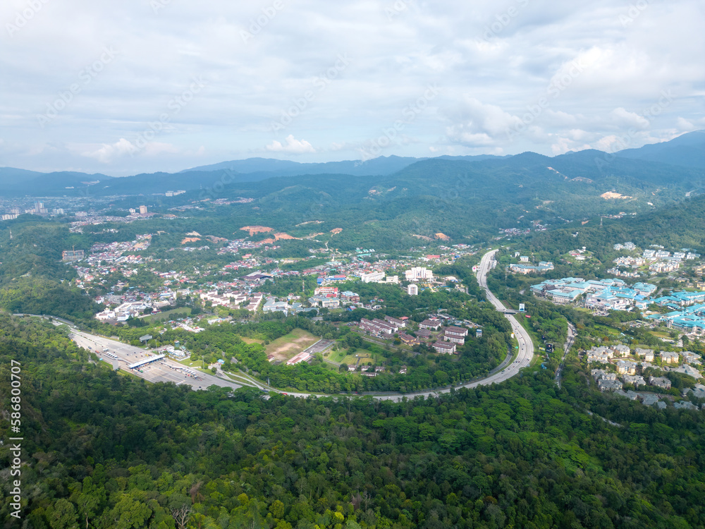Aerial view Bukit Tabur with background of Karak Highway in day