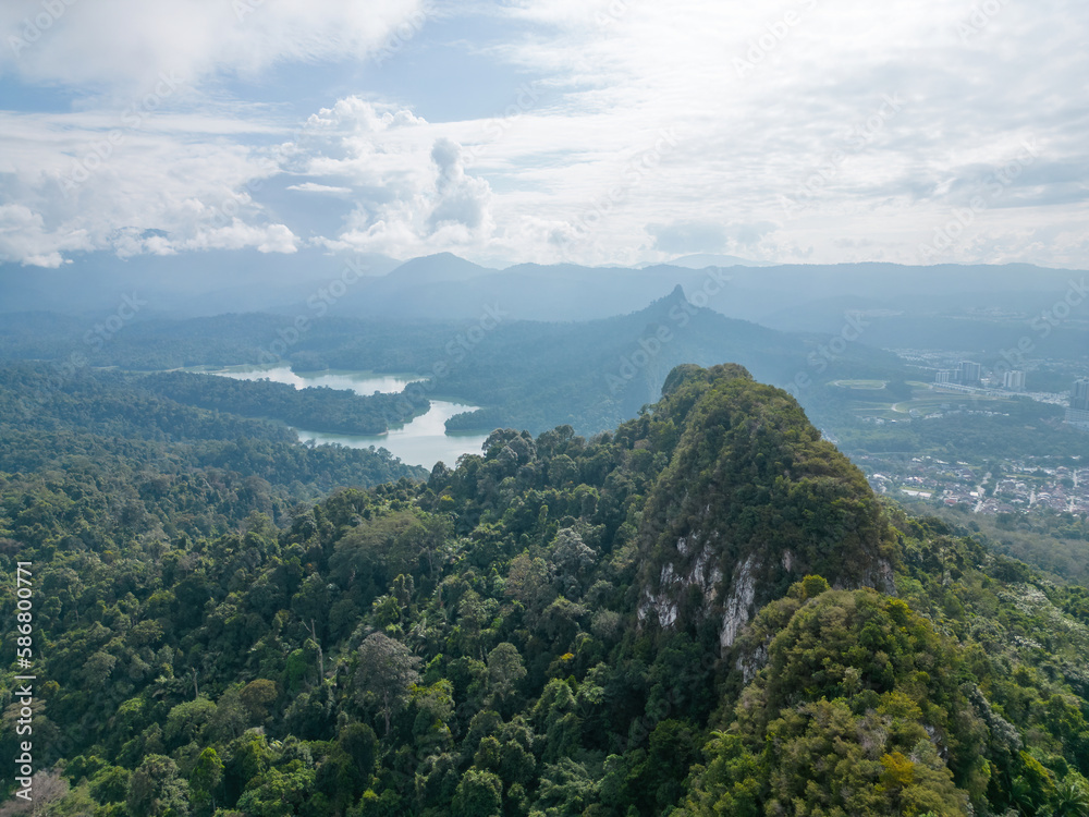 Obraz premium Aerial view Bukit Tabur in sunshine day