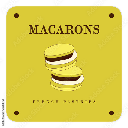 Simple macaron homemade, macaron shop and bakery, pastry logo, badges, labels, icons and signs.