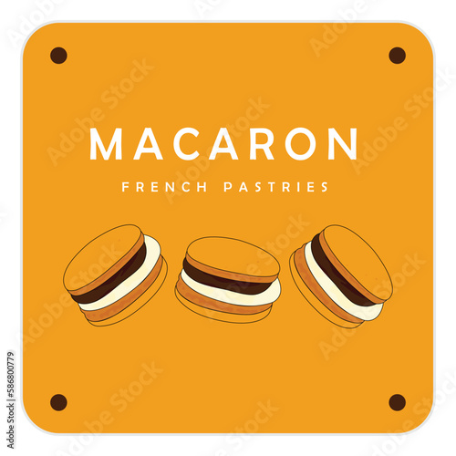 Simple macaron homemade, macaron shop and bakery, pastry logo, badges, labels, icons and signs.