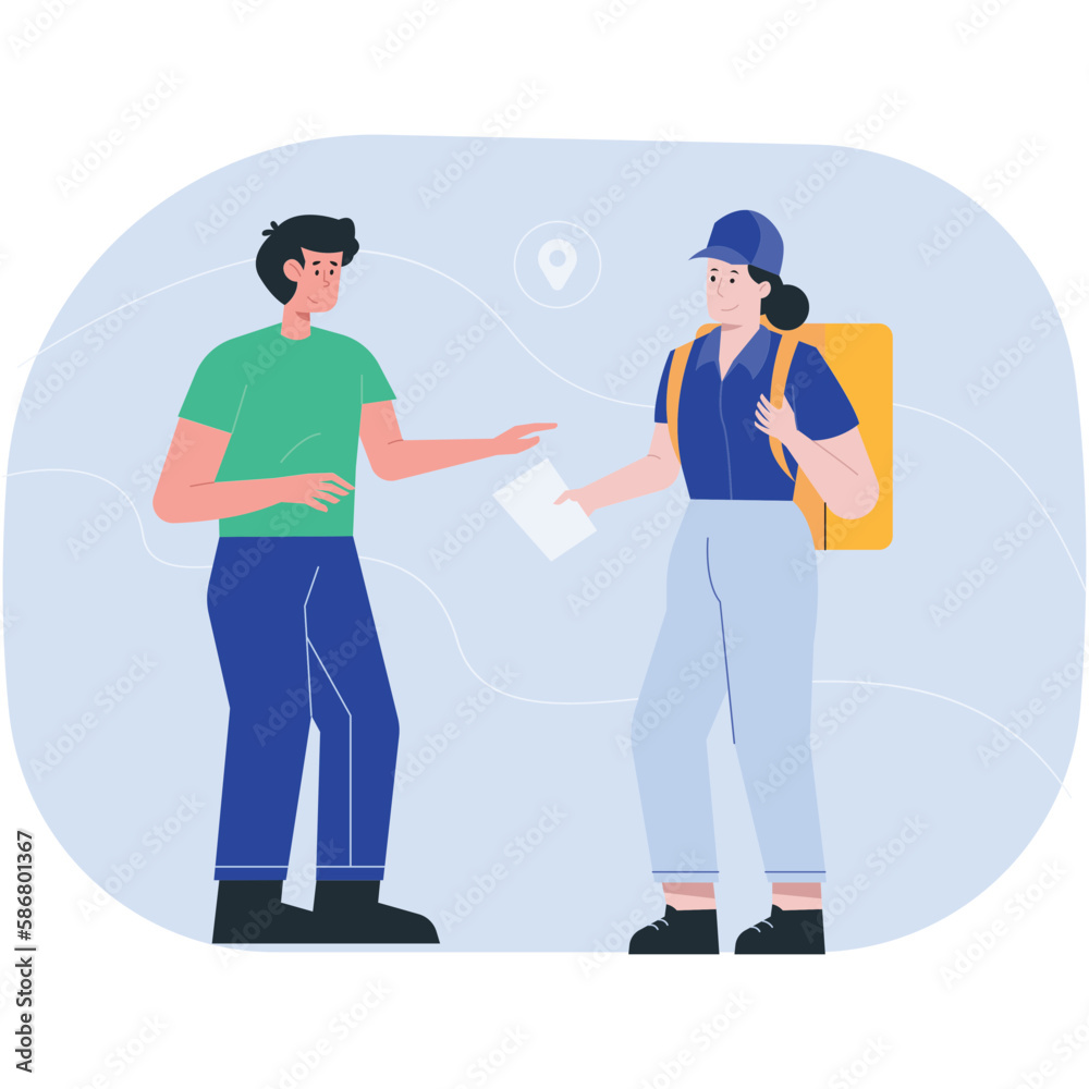Delivery Girl Package Delivery 2D Color Illustrations