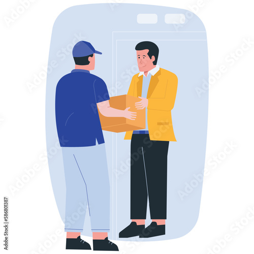 Delivering Package Delivery 2D Color Illustrations