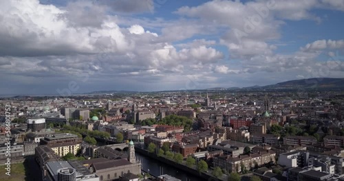 4k aerial drone shots of Dublin city. Capital of Ireland. Area Smithfield and Stoneybatter. 4k, 29.97fps. photo