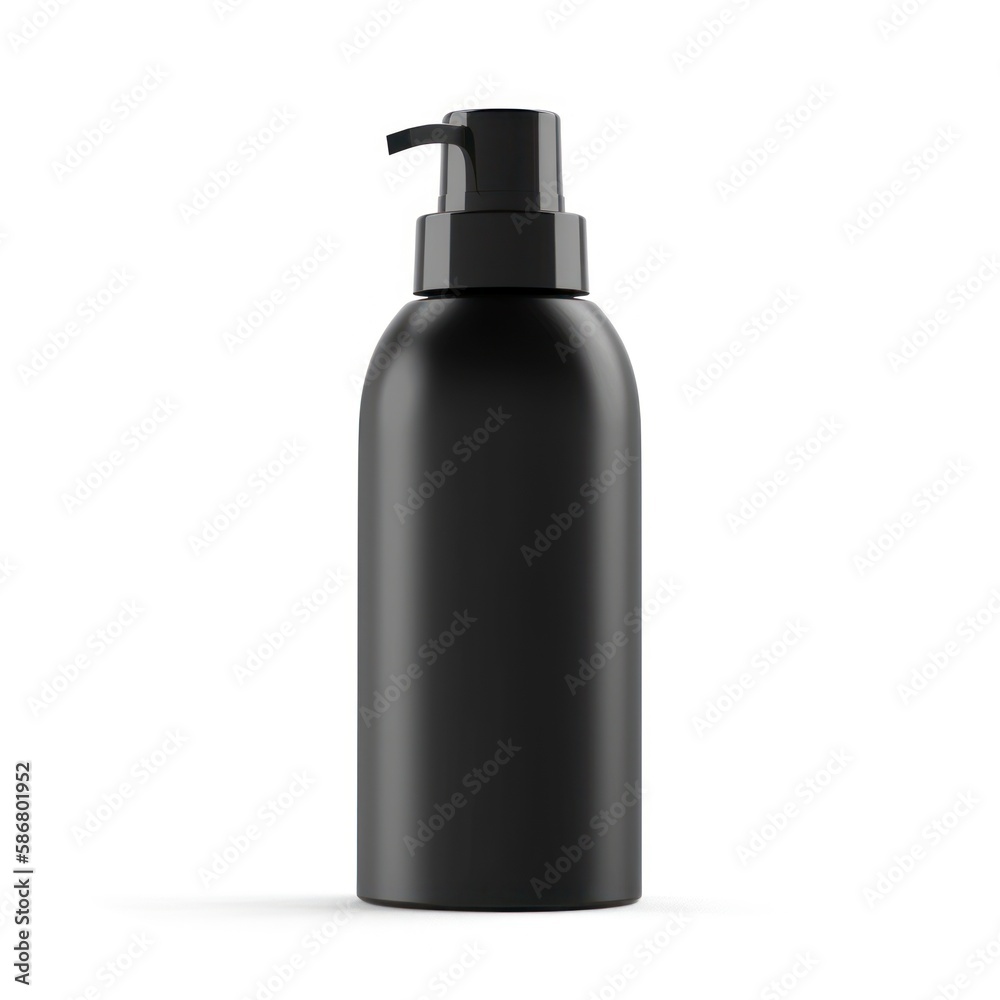 black soap bottle dispenser template isolated , white background, 3d bottle mockup with shadows, cosmetics spray pump container, generative ai black soap bottle dispenser template isolated , white background, 3d bottle mockup with shadows, cosmetics spray pump container, generative ai