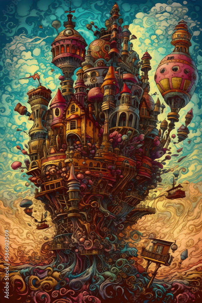 Fototapeta premium detailed illustrated fantasy castle, made with generative ai
