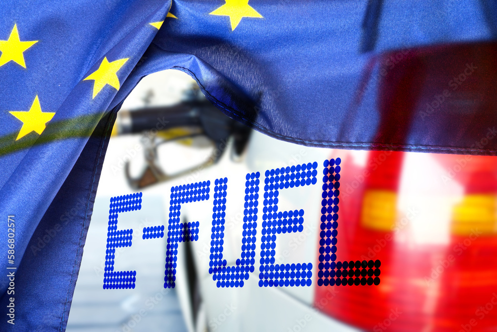 Flagge der EU und Tanken von EFuel Stock Photo Adobe Stock