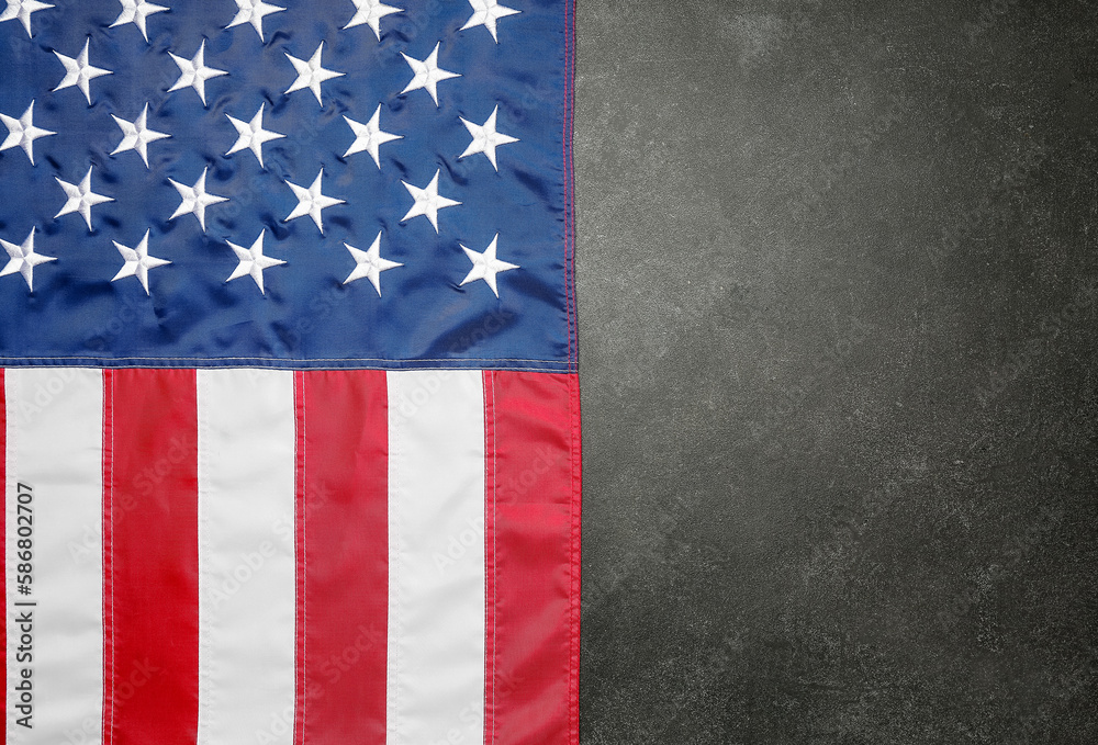 Fototapeta premium USA flag on dark background. Memorial Day celebration