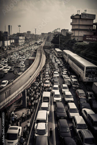 Traffic jam in Bangkok. Generative AI