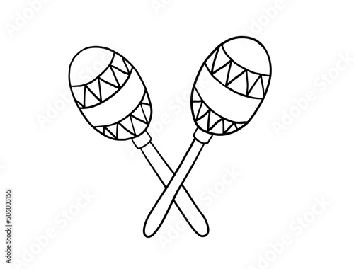 Hand drawn doodle of Maracas. Musical instrument. Vector illustration