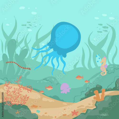 sea animal under water life, coral reefs