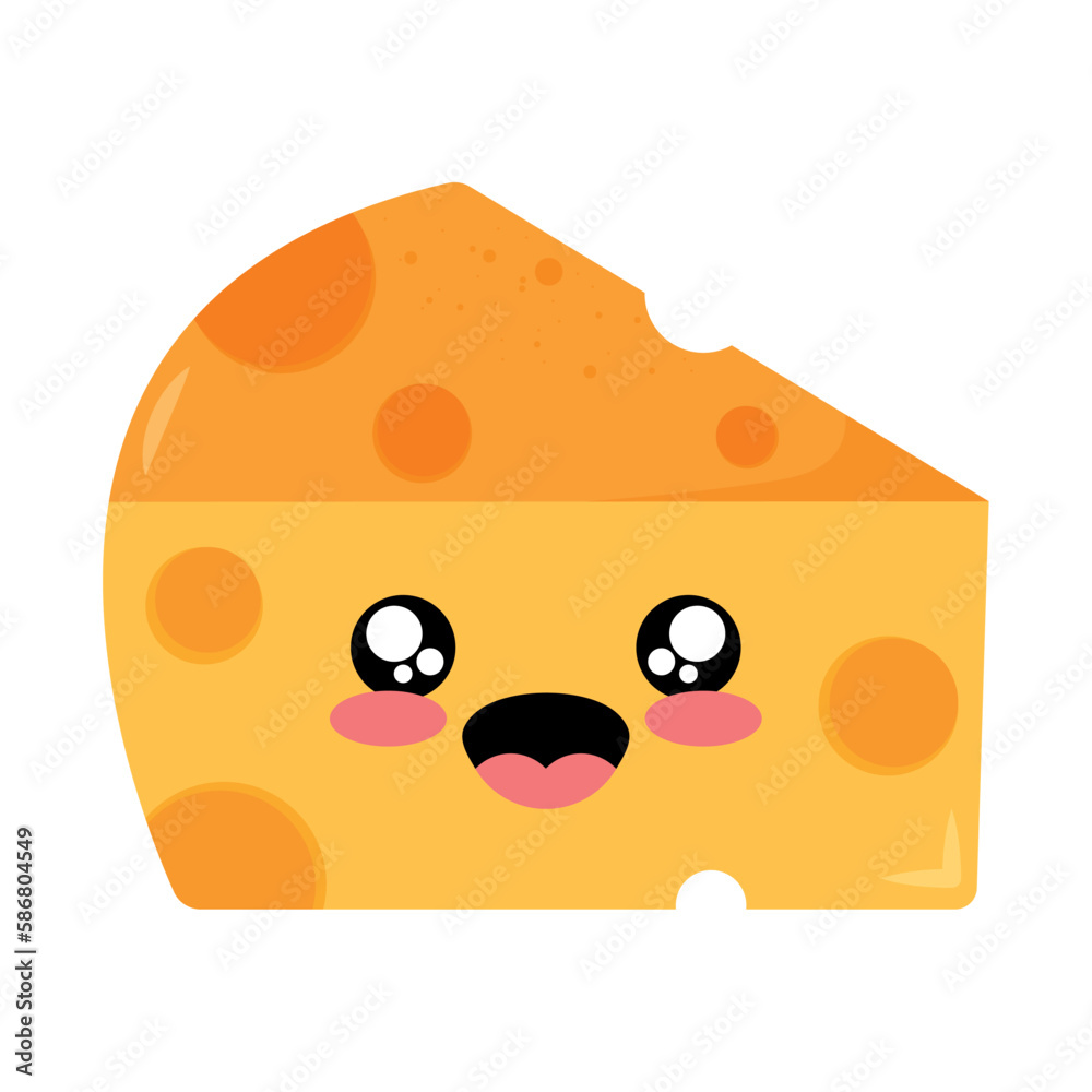 Fototapeta premium cute cheese portion kawaii character