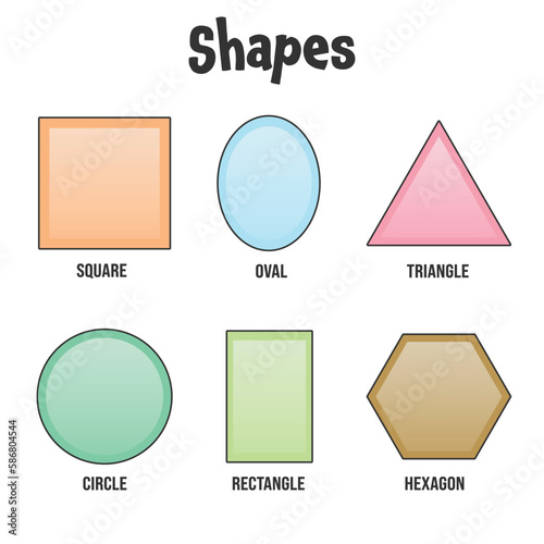 Poster simple shapes with title for kids education. Vector illustration