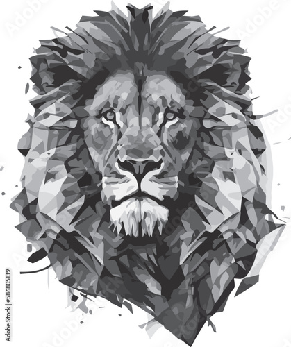 Water Color Dynamic Lion, Big Cat, Feline, Jungle, King, Logo, Geometric, Splatter, Paint, Water Color, Acrylic
