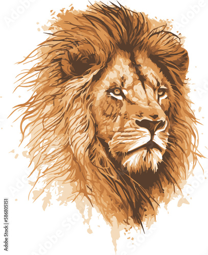 Water Color Dynamic Lion, Big Cat, Feline, Jungle, King, Logo, Geometric, Splatter, Paint, Water Color, Acrylic