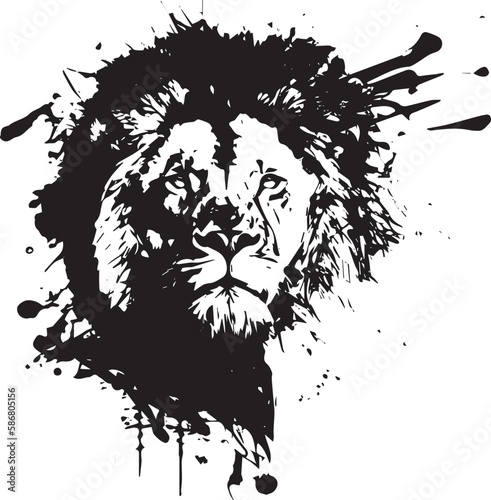 Water Color Dynamic Lion, Big Cat, Feline, Jungle, King, Logo, Geometric, Splatter, Paint, Water Color, Acrylic