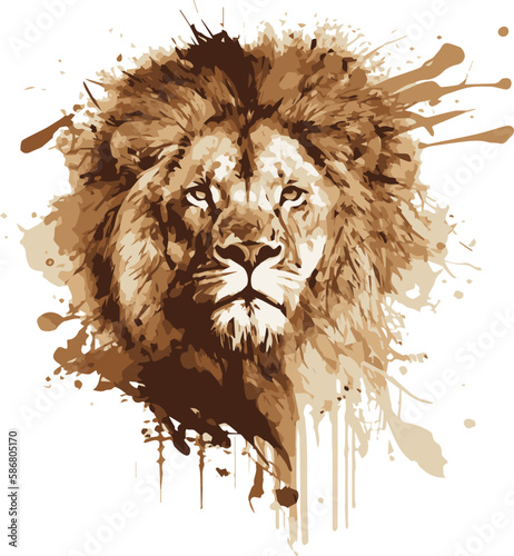 Water Color Dynamic Lion, Big Cat, Feline, Jungle, King, Logo, Geometric, Splatter, Paint, Water Color, Acrylic