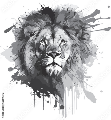 Water Color Dynamic Lion, Big Cat, Feline, Jungle, King, Logo, Geometric, Splatter, Paint, Water Color, Acrylic