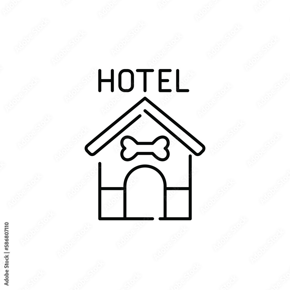 Pet hotel. Boarding and daycare services. Pixel perfect, editable stroke line icon Pet hotel. Boarding and daycare services. Pixel perfect, editable stroke line icon