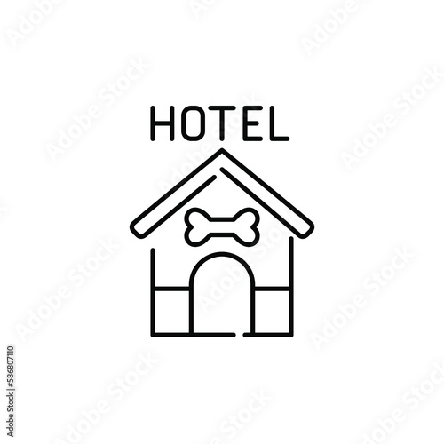 Pet hotel. Boarding and daycare services. Pixel perfect, editable stroke line icon