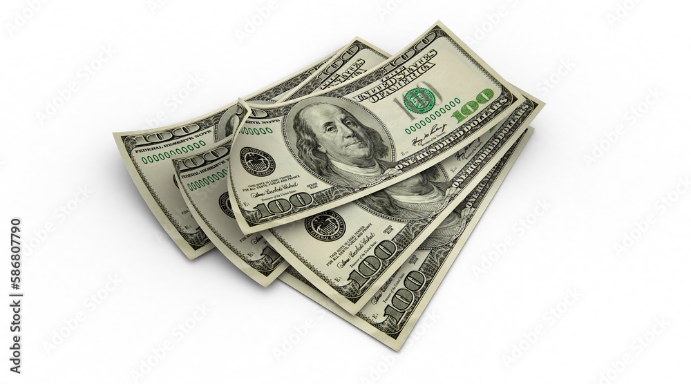 3d One Hundred dollar banknotes isolated on white background and ambient occlusion 3d One Hundred dollar banknotes isolated on white background and ambient occlusion