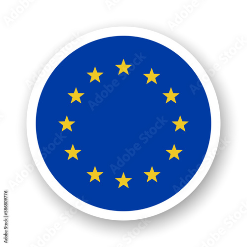 Flag of Eurounion flat icon. Round vector element with shadow underneath. Best for mobile apps, UI and web design.