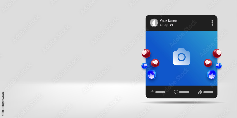 Social Media post with like and love icon Social Media post with like and love icon
