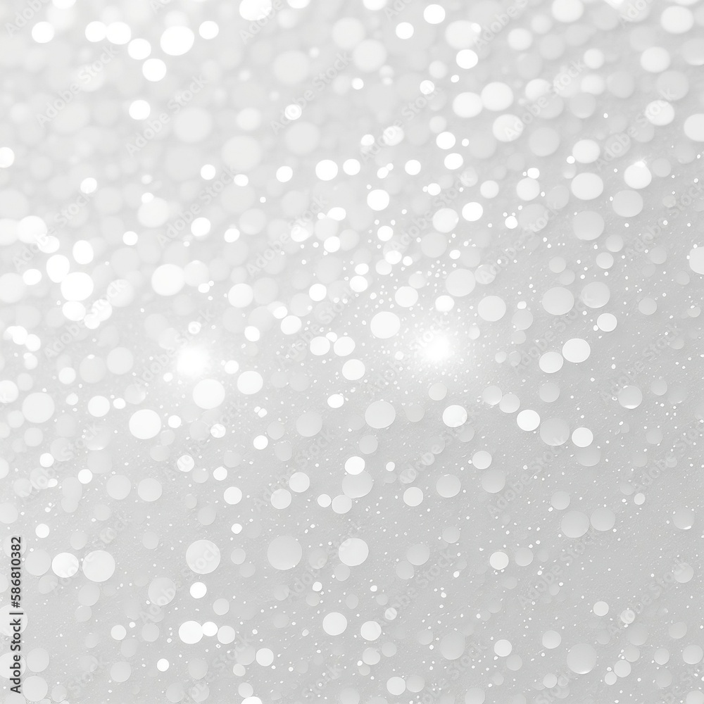 White lights background texture abstract Christmas decoration. Beautiful bright winter sparkle silver bokeh, 3d rendering of Generative Ai.