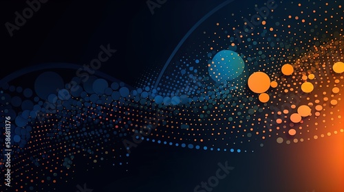 Blue orange Gradient Digital Polygons: A Network Grid Fusion background wallpaper in 8K created with generative ai technology