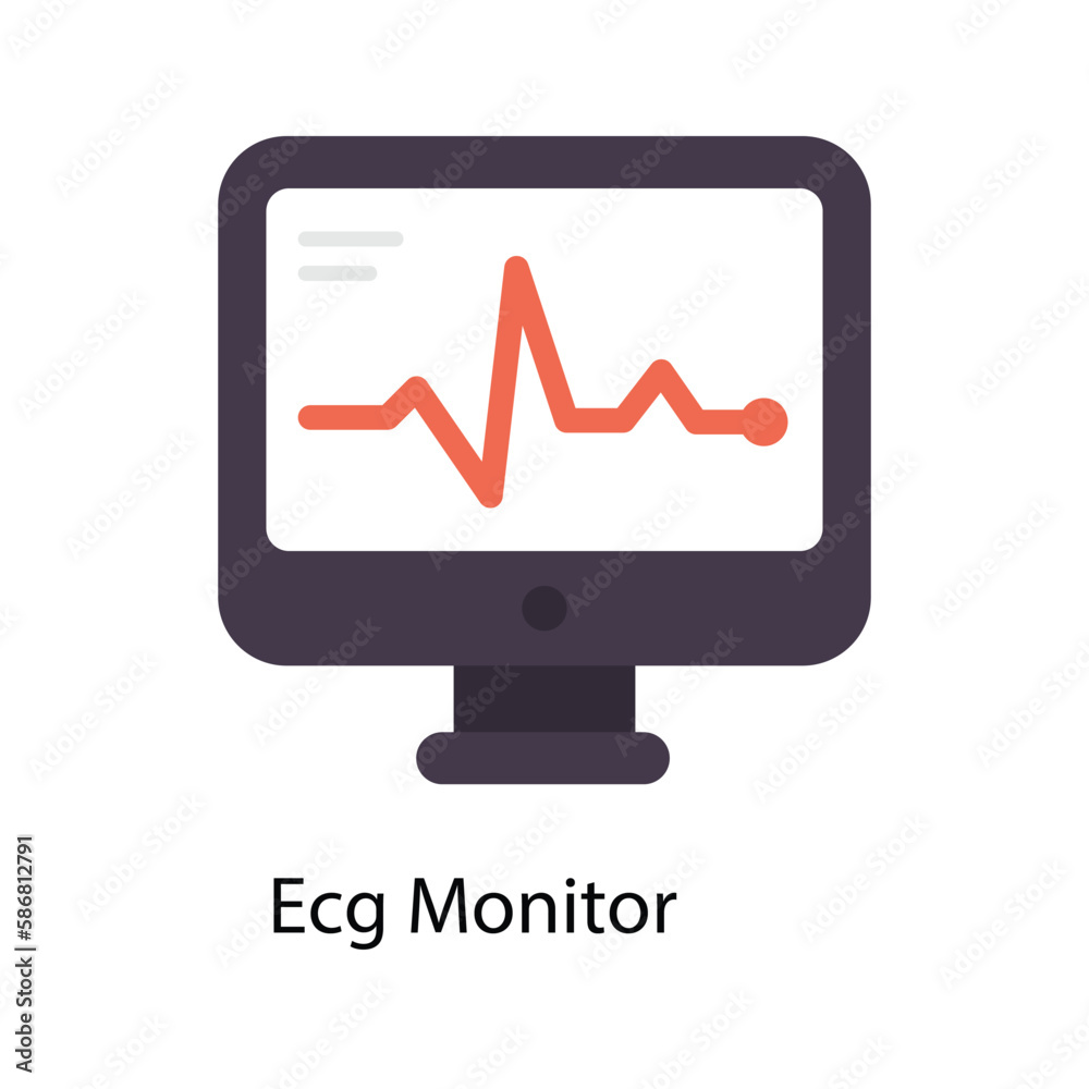 ECG MONITOR  Vector Flat Icons. Simple stock illustration stock