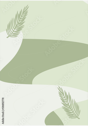 simple green fluid and palm leaves for background