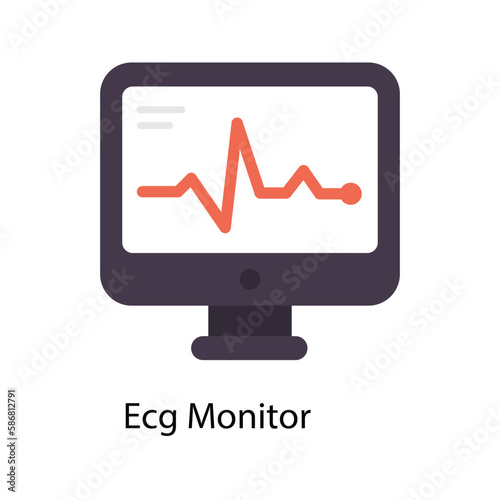 ECG MONITOR  Vector Flat Icons. Simple stock illustration stock